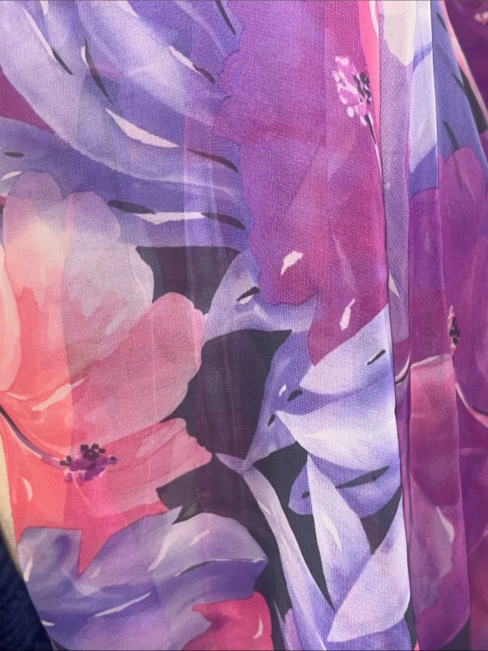 Floral Chiffon Scarf in Floral Watercolor Purple/pink- Women Accessoriesy S194